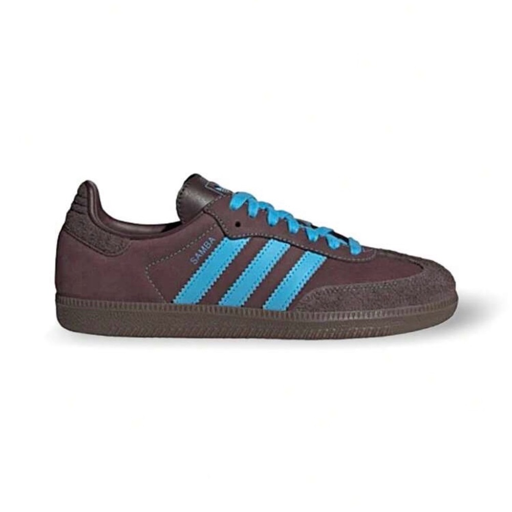 Adidas Samba Brown with Blue Stripes - Picture 3 of 5